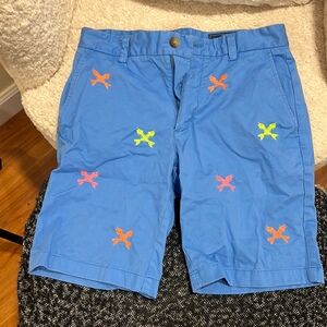 Vineyard Vines Blue Shorts Mens Size 28 Embroidered Glow In The Dark Fish Bones